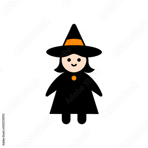 Wicked Witch On Broomstick Doodle Vector For Classic Halloween Flying Scene
