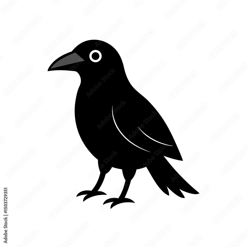 Fototapeta premium Flying Crow Silhouette Doodle Vector For Dark And Mysterious Design Themes