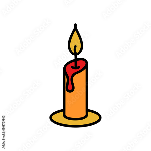 Tall Taper Candle Doodle Vector For Elegant Dinner And Romantic Illustrations