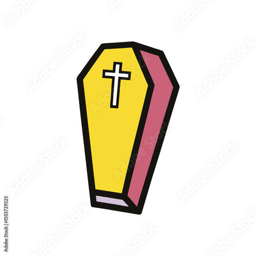 Open Coffin Doodle Vector Illustration For Vampire And Haunted House Art