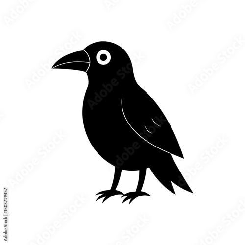 Spooky Perched Crow Doodle Vector For Ominous Halloween And Gothic Art