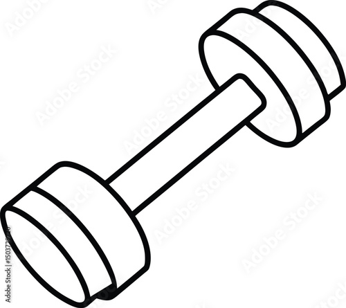 dumbbell icon in outline style white background 