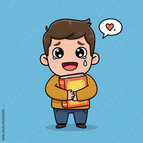 Young learner with comic book, 