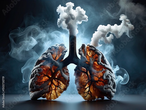 Burning Lungs from Smoking – Visual Impact of Cigarette Damage on Human Health