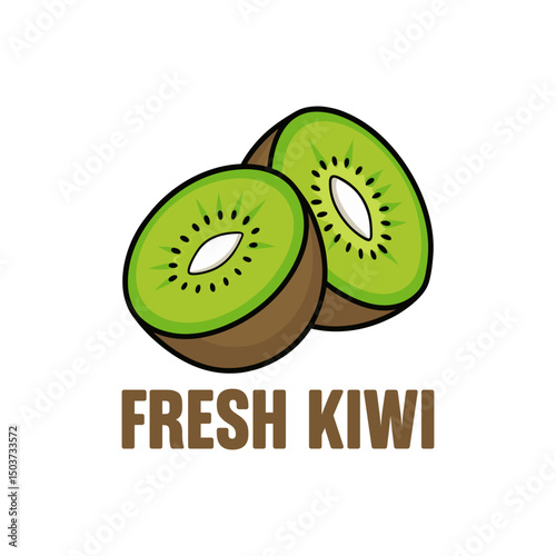 Fresh Kiwi Halves Illustration61.eps