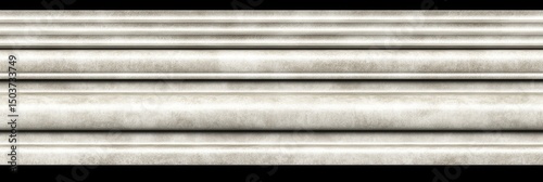 Ornate, light gray stone frieze with horizontal bands