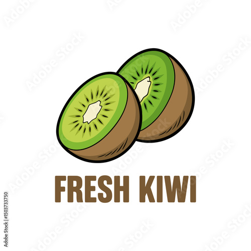 Fresh Kiwi Halves Illustration