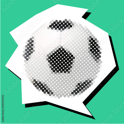 Soccer ball dotted collage pointilize in torn paper for game energy, retro texture, and sports art. Ideal for football poster themes and team competition graphic assets.