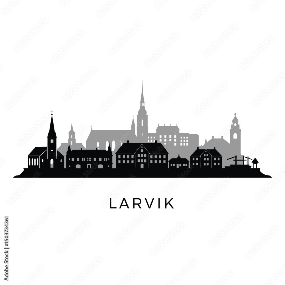 Fototapeta premium Larvik Norway Skyline Silhouette.