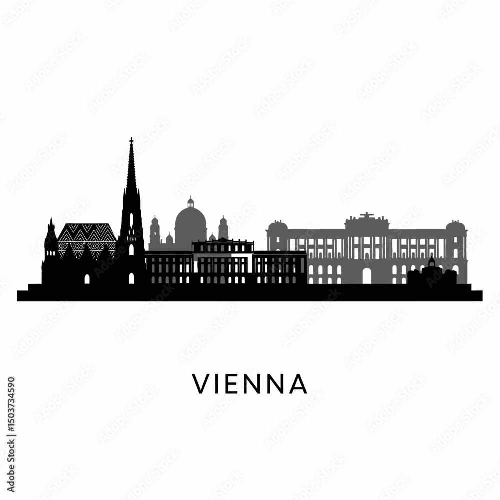 Fototapeta premium Vienna skyline Austria city silhouette Landmark.