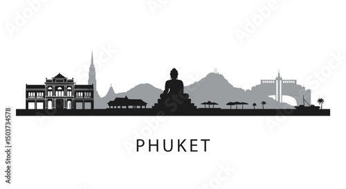 Phuket Skyline Thailand Cityscape Silhouette.