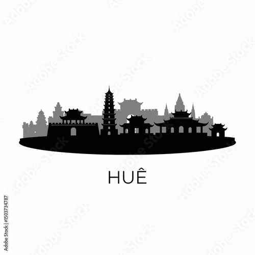 Hue with Vietnam Cityscape Silhouette Travel Asia.