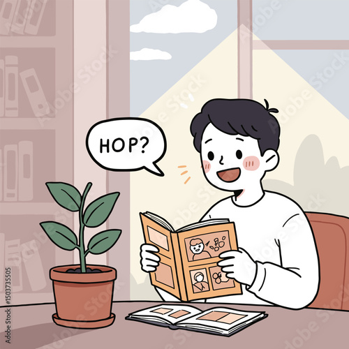 Child flipping through joyful scenes, 