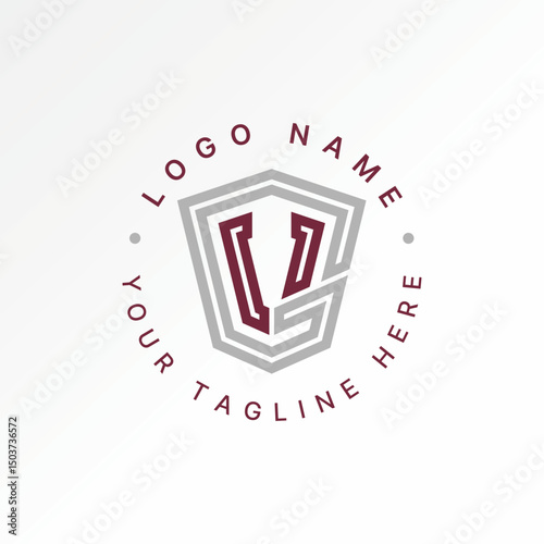 Logo design graphic concept creative premium vector stock image top sell letter GV VG double lines font shield guard soldier military strength defense
