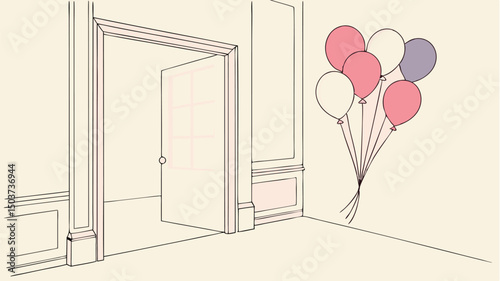 open door with flowers