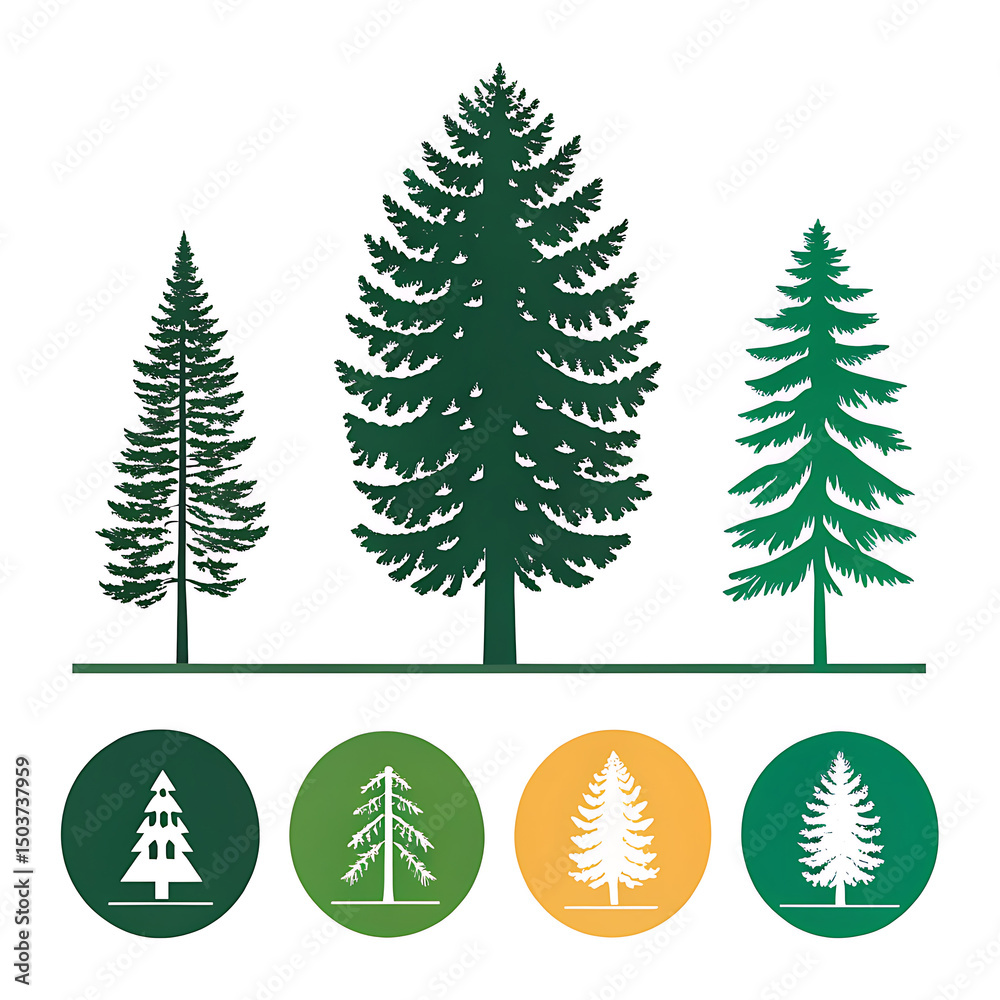 Obraz premium set of christmas trees