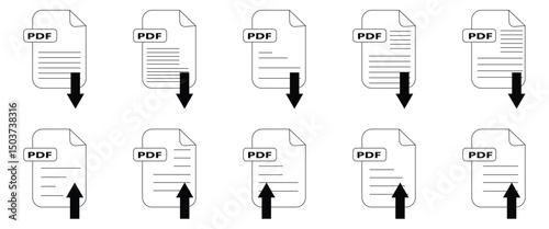 PDF File Format Icon Set   Download Symbols for Texts, Images, Vectors, Videos  Interactive Forms