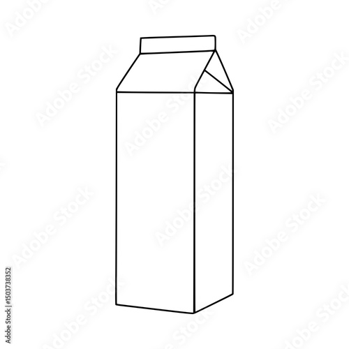 Minimalist Milk Carton: A simplistic illustration of a classic milk carton, showcasing clean lines and a focus on the essential form, isolated.