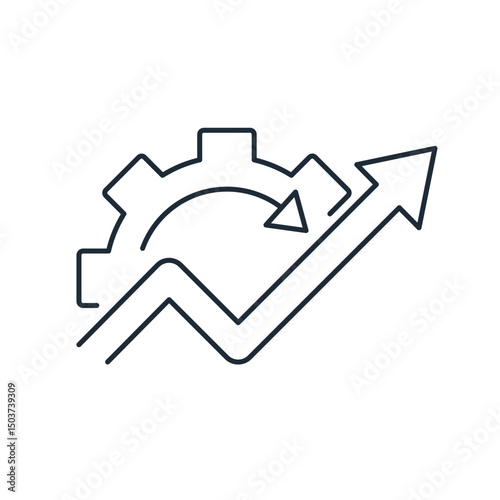  Growth graph in business style or stock data. Operational excellence.Vector linear icon illustration on white background.