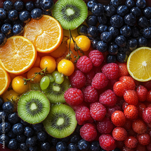 Bowl filled with assorted fruits and berries.