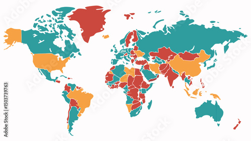 world map made of colorful splashes
