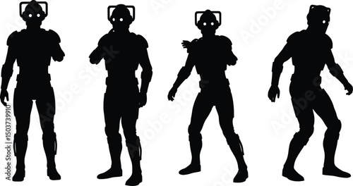 Sci-Fi Robot Illustration Vector Silhouettes of Futuristic Characters