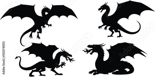 Majestic Dragons A Vector Illustration Set