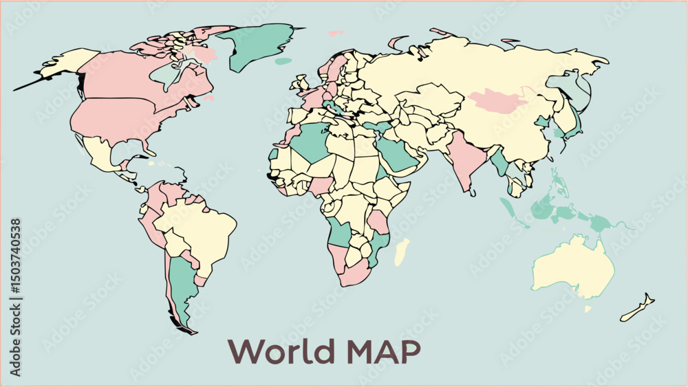 Naklejka premium map of the world with a globe