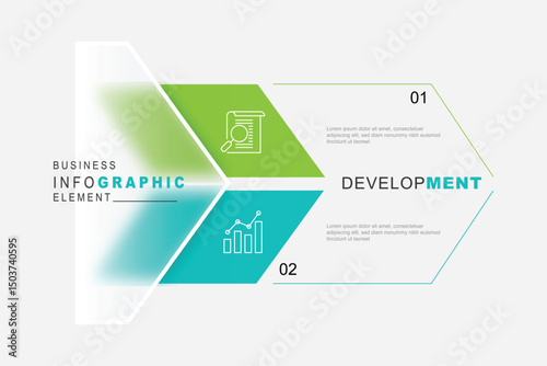 Banner template infographic element with 2 step and glassmorphism concept.