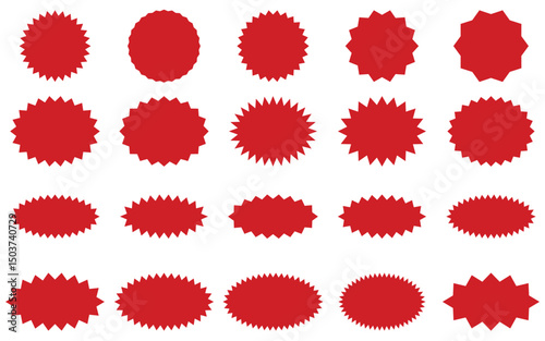 Starburst sale price stickers and labels, star and rosette,
 sunburst, callout and splash, stamp and tag badges.
 Isolated vector