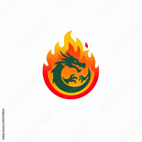 Dragon in flame logo