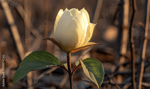 Pale flower in sunlit field
