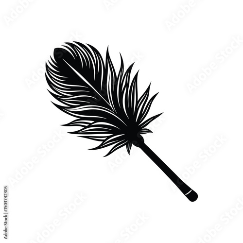 Feather duster clipart logo vector illustration isolated on white background