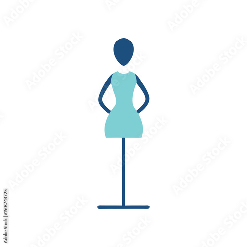 Flat and Minimal a ball gown short mannequin logo vector illustration isolated on white background