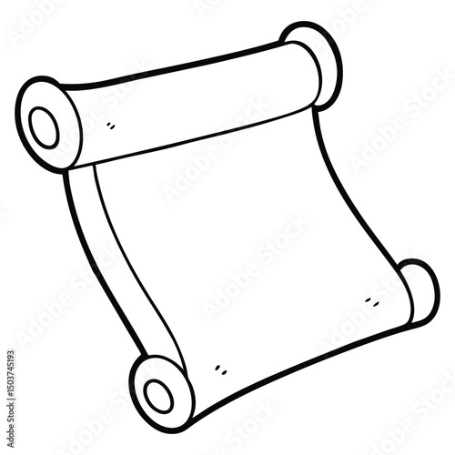 Cartoon Scroll Illustration in Black and White Outline Style