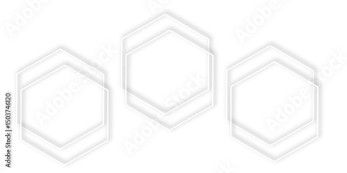 Abstract geometric technology 3d white hexagonal pattern with subtle gray shadows creating a dimensional honeycomb effect clean and modern white background	