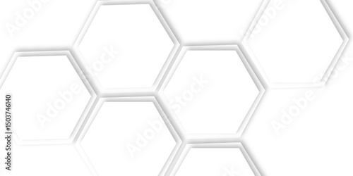 Abstract geometric technology 3d white hexagonal pattern with subtle gray shadows creating a dimensional honeycomb effect clean and modern white background	