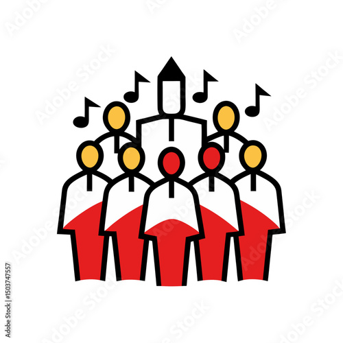Simple Choir Doodle Vector Clip Art for Christmas