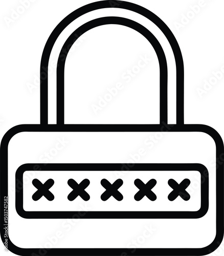Password Icon Outline Vector Illustration