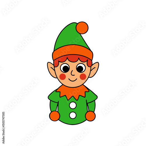 Cute Elf Doodle Vector Clip Art for Christmas