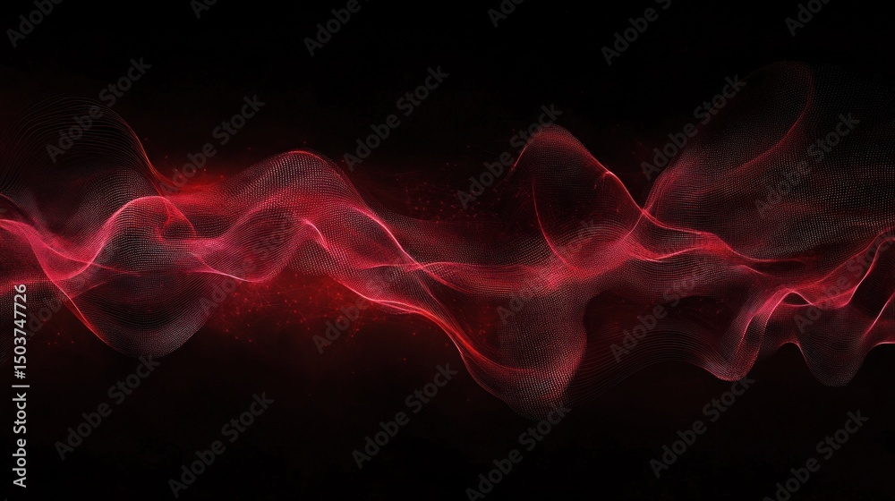 Obraz premium Abstract red waves on a black background