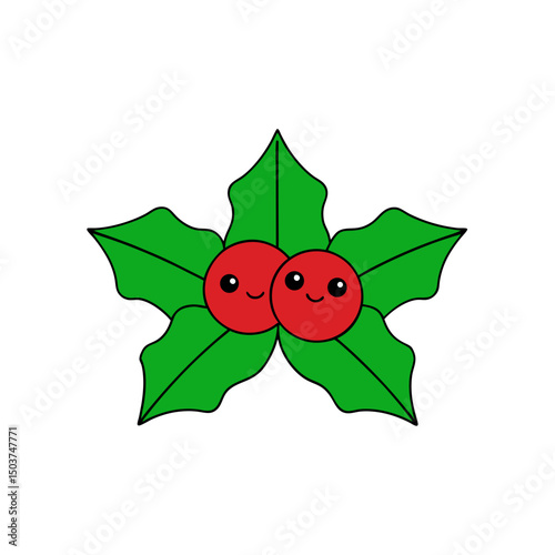 Simple Mistletoe Doodle Vector Clip Art for Christmas