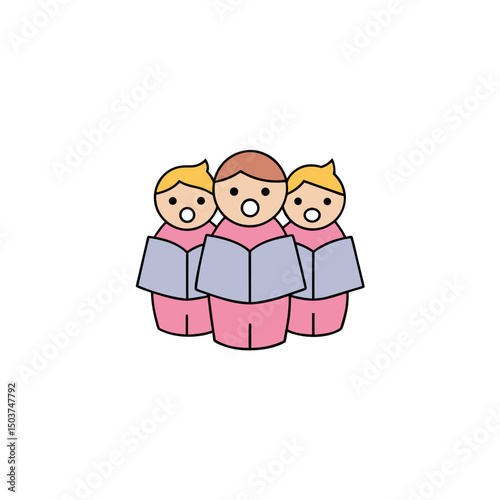 Festive Choir Doodle Vector Clip Art for Christmas Carols