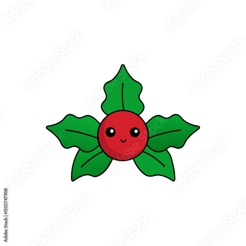 Cartoon Mistletoe Doodle Vector Clip Art for Holiday