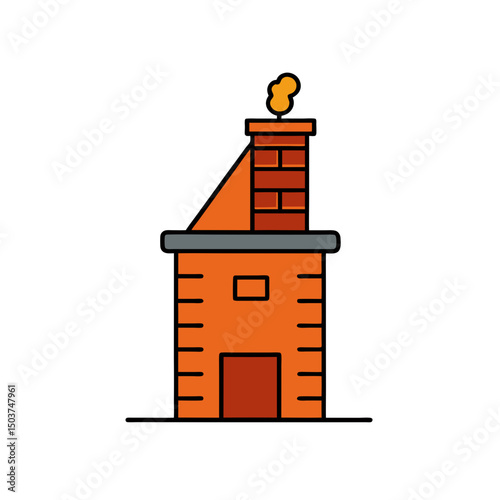 Cartoon Chimney Doodle Vector Clip Art for Christmas Home