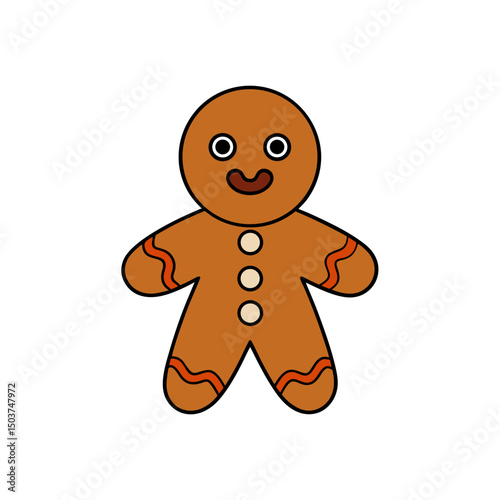 Simple Gingerbread Doodle Vector Clip Art for Christmas