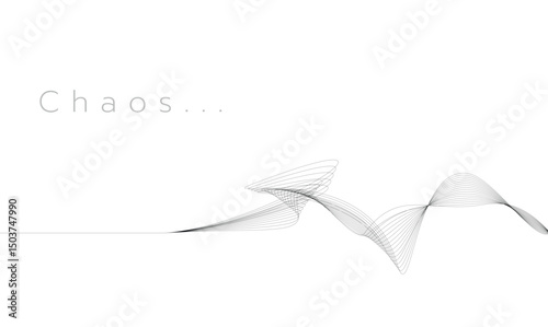 An Abstract design featuring flowing lines representing chaos and movement, creating sense of dynamic energy and complexity in minimalist style