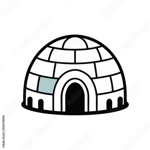 Cartoon Igloo Doodle Vector Clip Art for Winter Scene