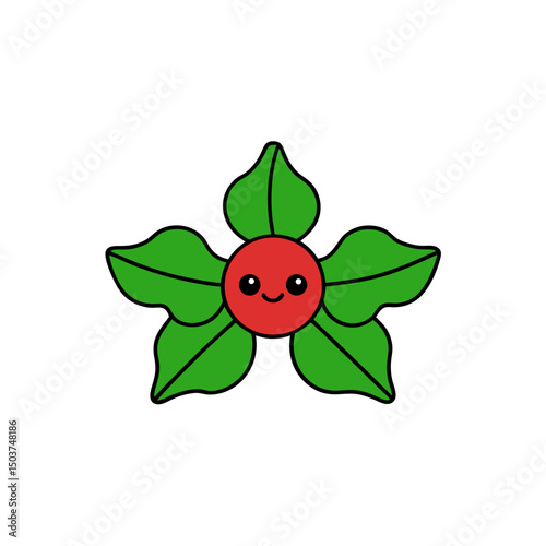 Cartoon Mistletoe Doodle Vector Clip Art for Christmas Kiss