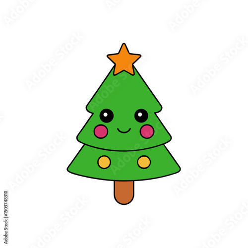 Cartoon Christmas Tree Doodle Vector Clip Art for Xmas